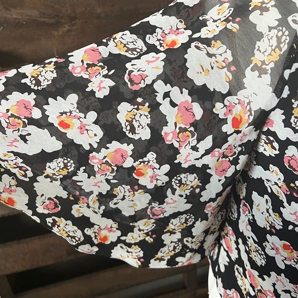 POEMA Open-Front Cardigan in Black/Floral Print LG - Picture 4 of 11